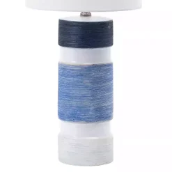 White and Blue Large Stripe Table Lamp