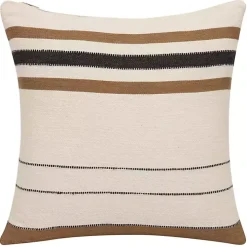 White and Brown Striped Pillow