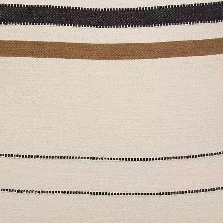 White and Brown Striped Pillow