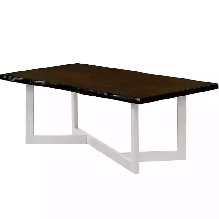 White and Dark Oak Wood Live Edge Coffee Table