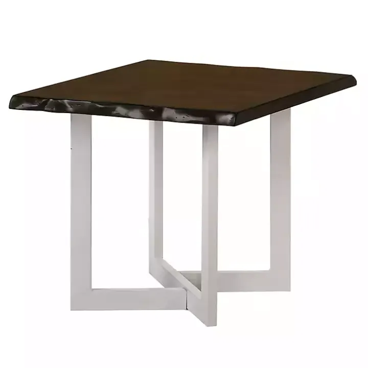White and Dark Oak Wood Live Edge Accent Table
