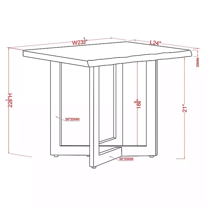 White and Dark Oak Wood Live Edge Accent Table