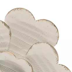 White and Gold Metal Flower Large Wall Plaque