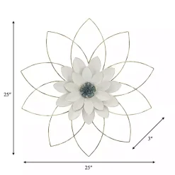 White and Gold Metal Flower Wall Plaque