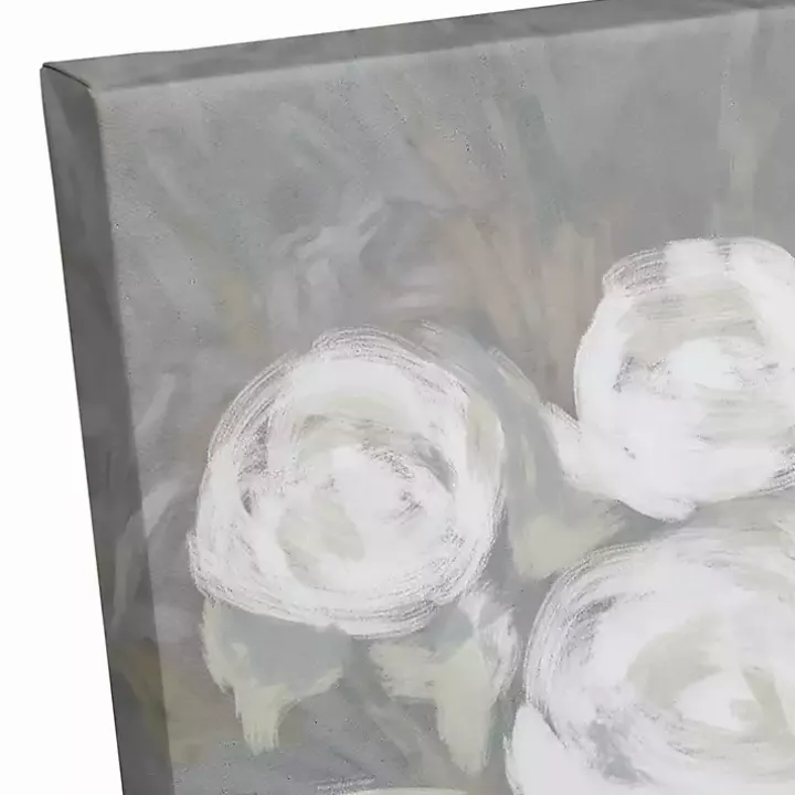 White and Gray Floral Assortment Canvas Art Print