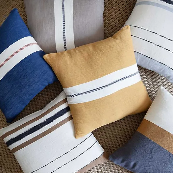 White and Gray Striped Pillow