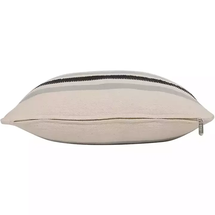 White and Gray Striped Pillow