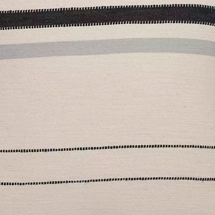 White and Gray Striped Pillow