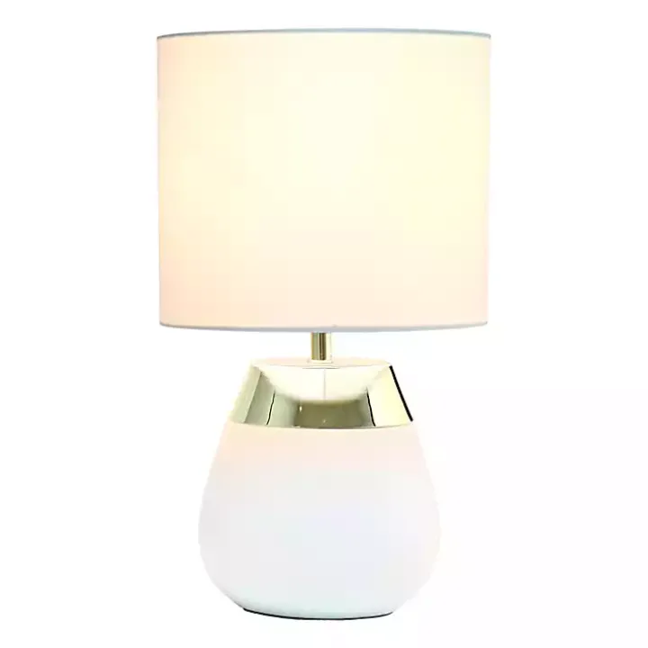 White and Metallic Gold 4-Touch Table Lamp