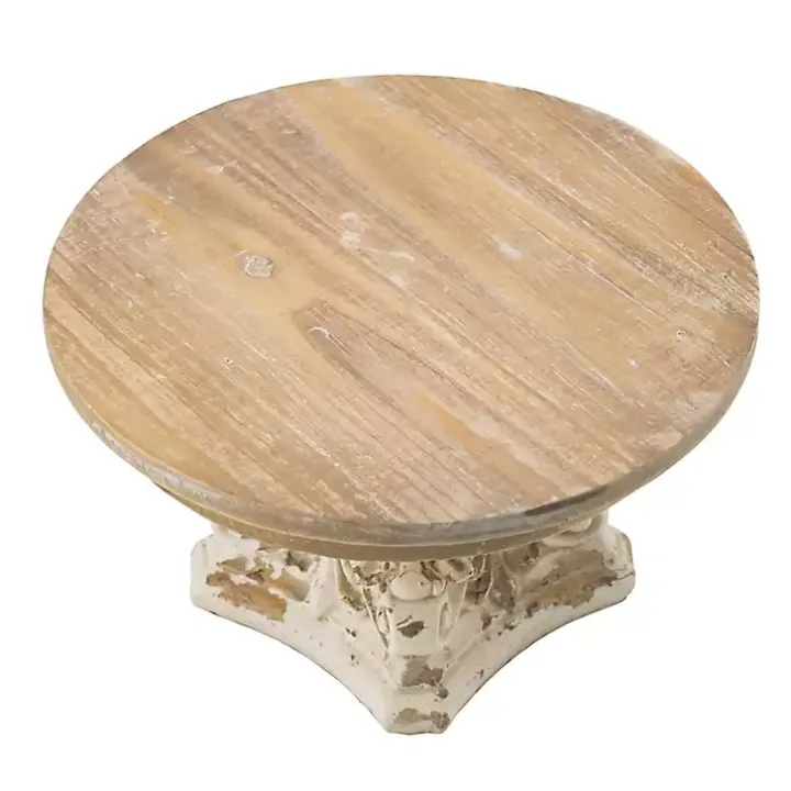 White and Natural Round Plate Stand