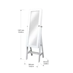 White and Silver Wood Mirror Armoire