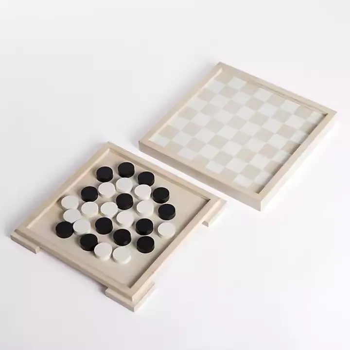 White and Tan Checkers Game Set