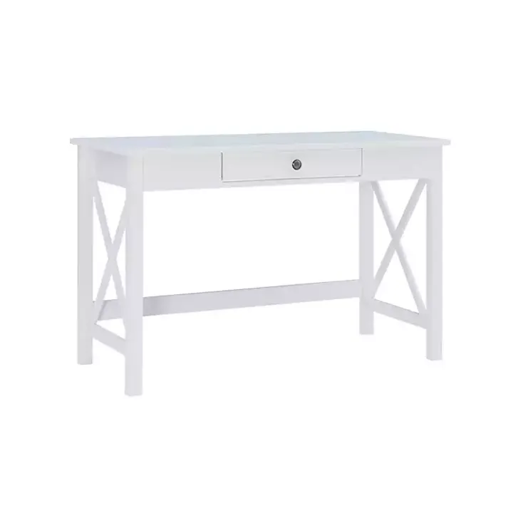 White Antique Pine X Frame Desk