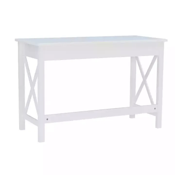White Antique Pine X Frame Desk