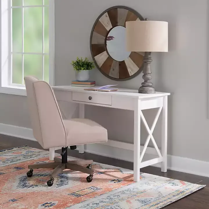White Antique Pine X Frame Desk