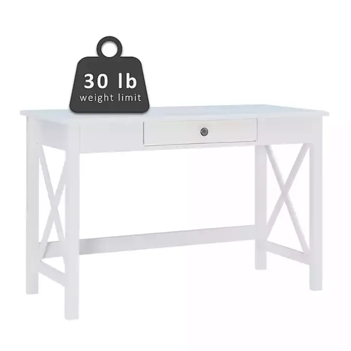 White Antique Pine X Frame Desk