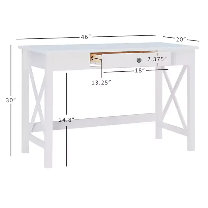 White Antique Pine X Frame Desk
