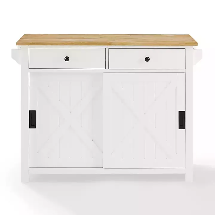 White Barn Door Kitchen Cart