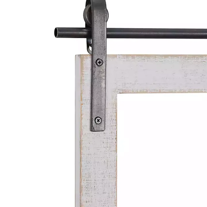 White Barn Door Mirror with Shelf