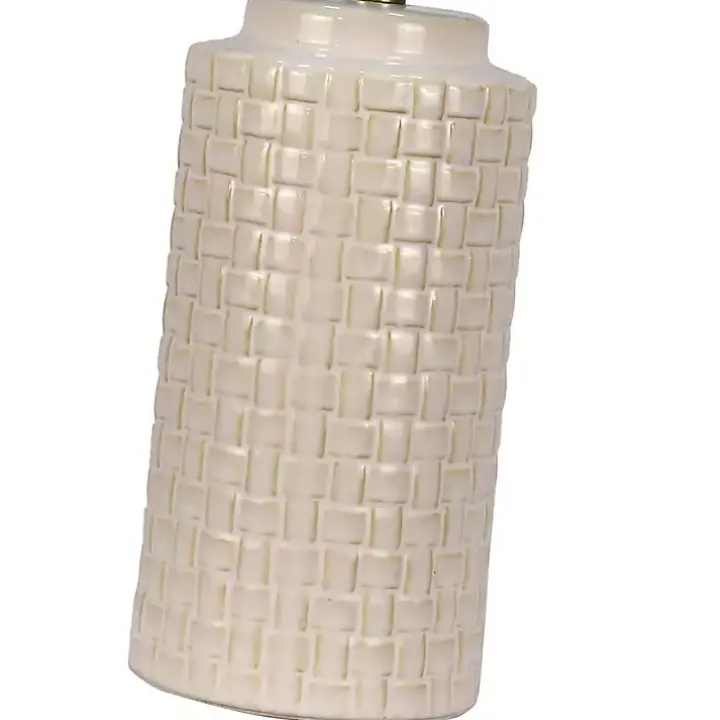 White Basket Weave Ceramic Table Lamps, Set of 2