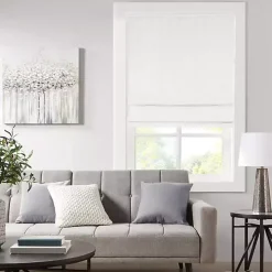 White Basketweave Cordless Roman Shade, 27 in.