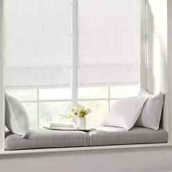 White Basketweave Cordless Roman Shade, 27 in.