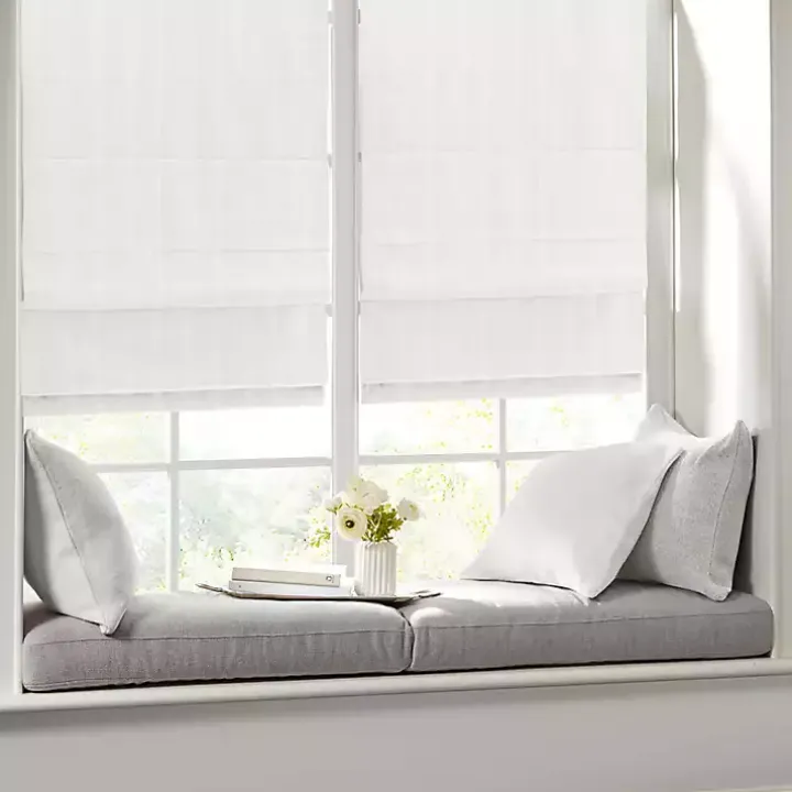 White Basketweave Cordless Roman Shade, 27 in.