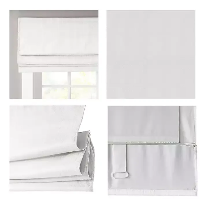 White Basketweave Cordless Roman Shade, 31 in.