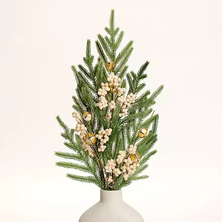 White Berries & Bells Christmas Stems, Set of 2