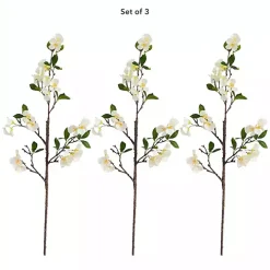 White Blossom Flower Stems, Set of 3