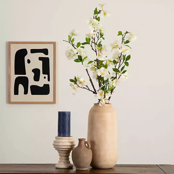 White Blossom Flower Stems, Set of 3