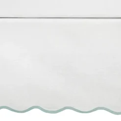 White Blue Scalloped Coastal King Bed Skirt