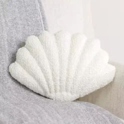 White Boucle Clamshell Shaped Pillow