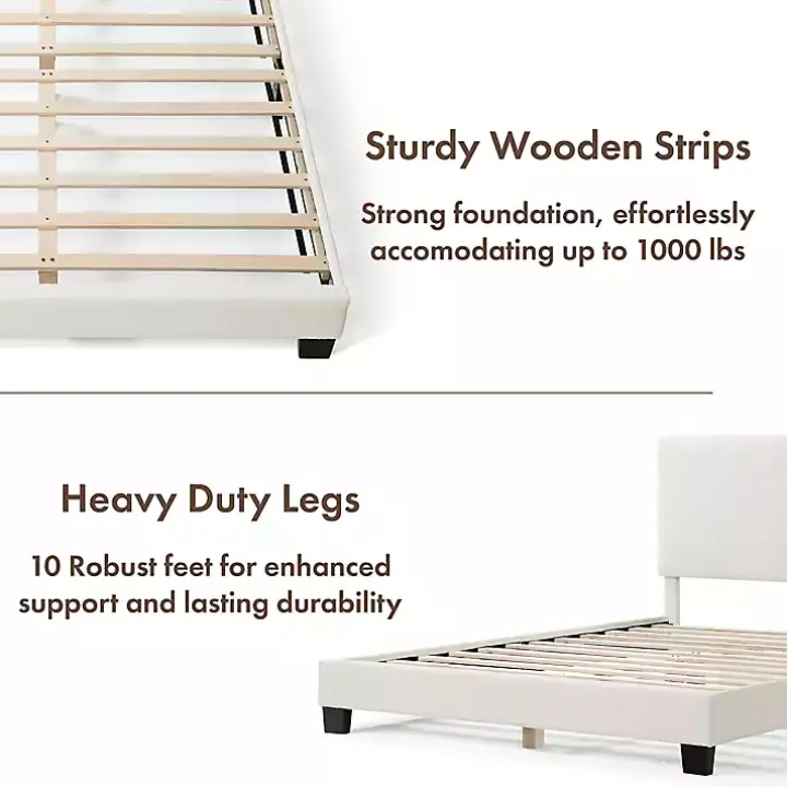 White Boucle Karson Queen Platform Bed