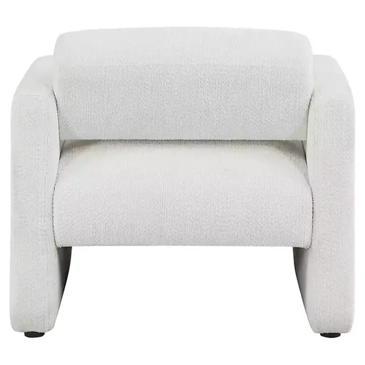 White Boucle Modern Accent Chair