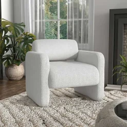 White Boucle Modern Accent Chair