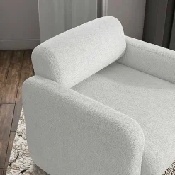White Boucle Modern Accent Chair