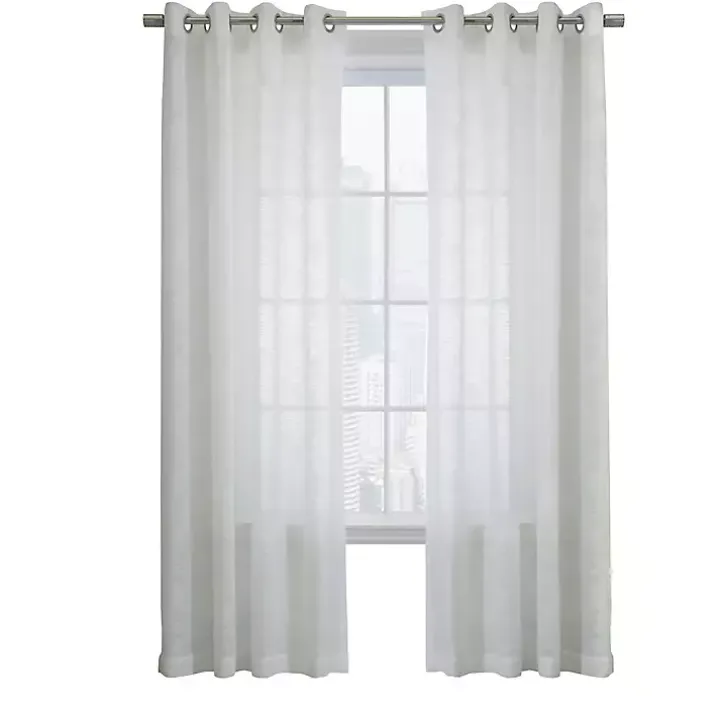 White Boucle Sheer Single Curtain Panel, 108 in.