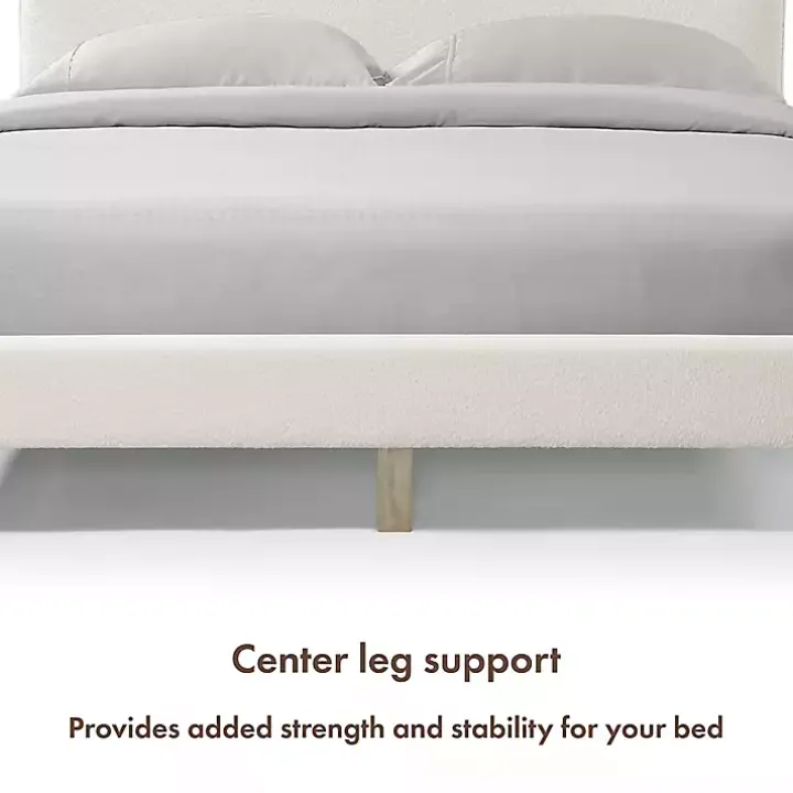 White Boucle Upholstered Sara Queen Bed