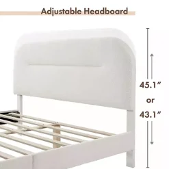 White Boucle Upholstered Sara Queen Bed