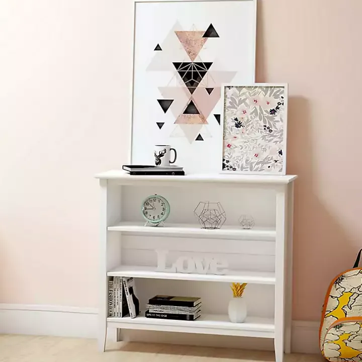 White Brazilian Pine Wood Short Bookshelf