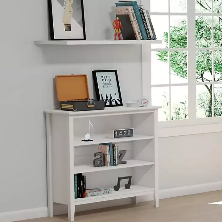 White Brazilian Pine Wood Short Bookshelf