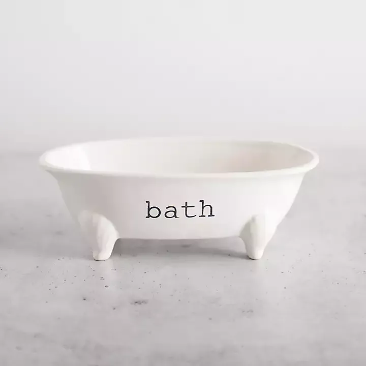 White Ceramic Bathtub Dish