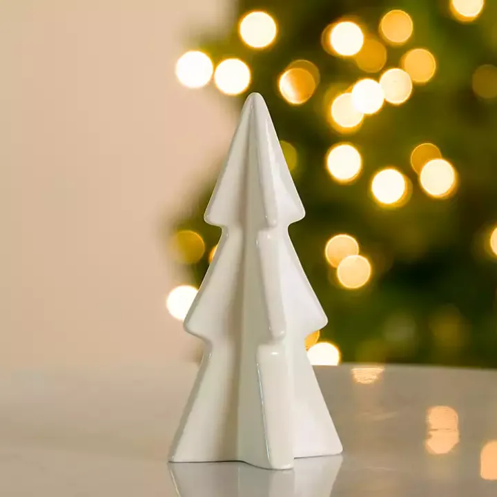 White Ceramic Christmas Tree, 9 in.
