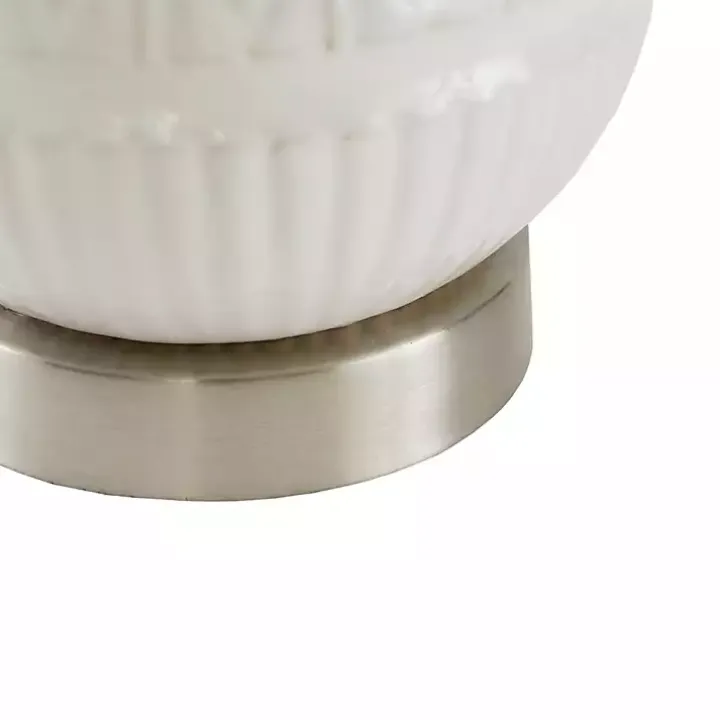 White Ceramic Embossed Table Lamp