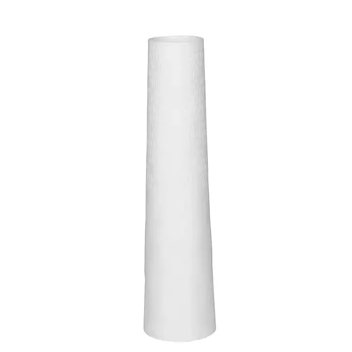 White Ceramic Flower Names Embossed Vase, 12 in.