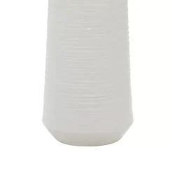 White Ceramic Ribbed Vase, 12 in.