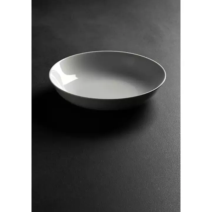 White Ceramic Round Dinner Bowls, Set of 6