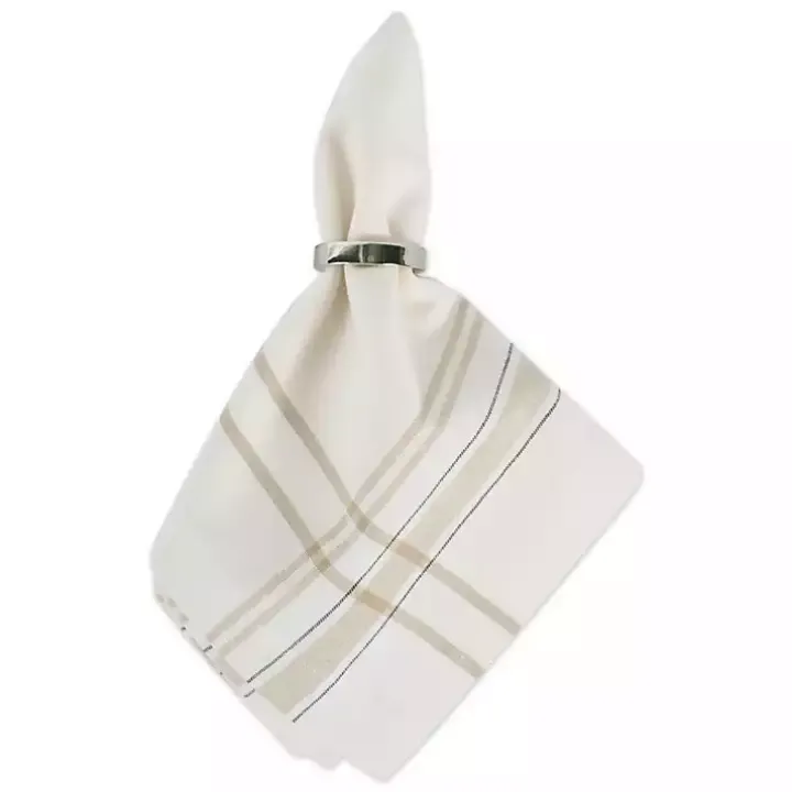 White Chambray French Stripe Napkins, Set of 6