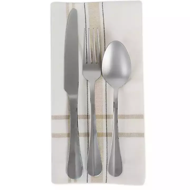 White Chambray French Stripe Napkins, Set of 6